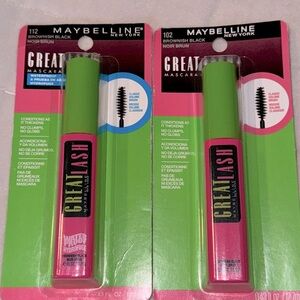Maybelline great lash mascara waterproof 112 and washable 102 brownish black